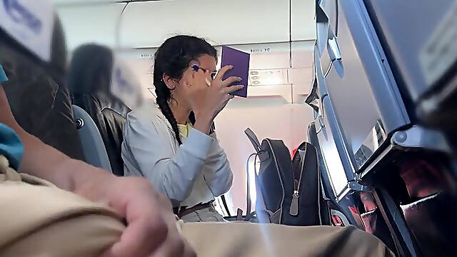 Risky Public Plane Handjob: Stranger Cum Fast