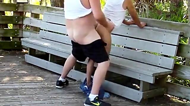 Mature Gay Couple Has Interracial Bareback Sex Outdoors