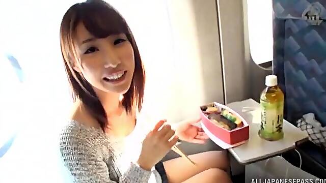 Kinky outdoors POV video of beautiful Ayami Shunka giving a BJ
