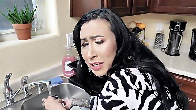 Stepson banging his perv stepmom Lily Lane's milf pussy doggystyle!