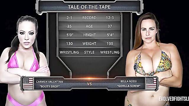 Pure Carmen Valentina and Bella Rossi at women wrestling clip