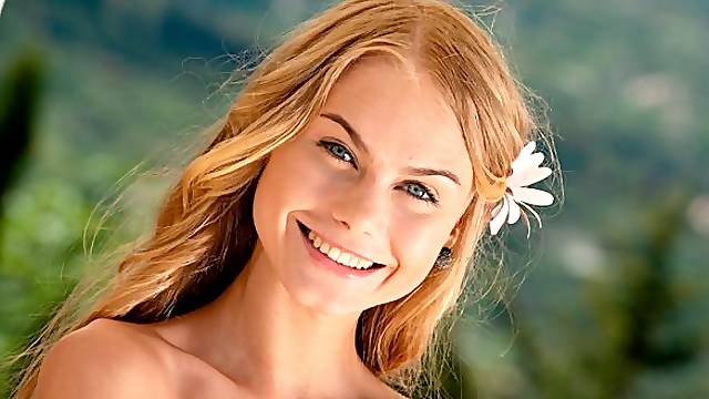 Hot soloing teen Nancy Ace opens her little pink pussy