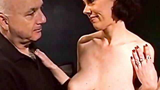 Elegant mate at threesome action