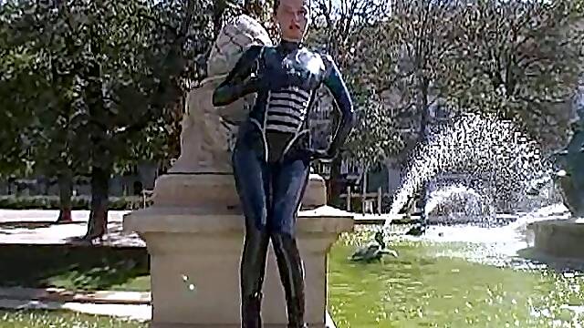 Latex slut solo anal masturbation