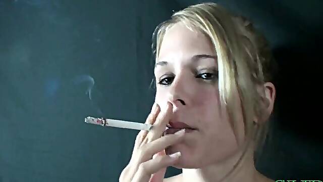 Smoking Blonde Teen Inflates Balloons Before Swallowing Huge Cum Load