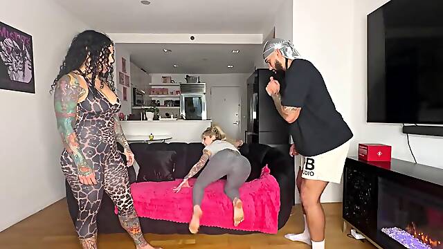 Horny Personal Trainer Bianca Bailee and Joanna Angel Tag-Team Client