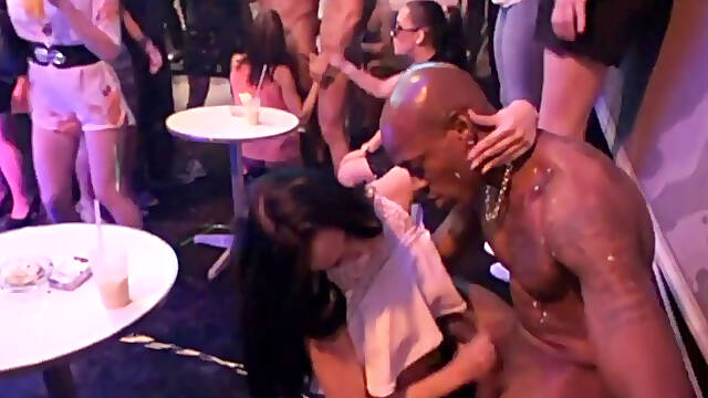 Public sex in a club with a hot milf