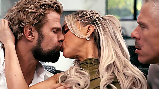 DP for juicy milf Kayley Gunner and cum in mouth