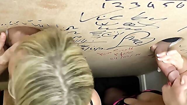 Busty blonde grannies sucking big dicks at the glory hole