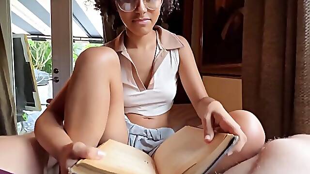 Charming, Ebony brunette with small tits and curly hair is about to have casual sex