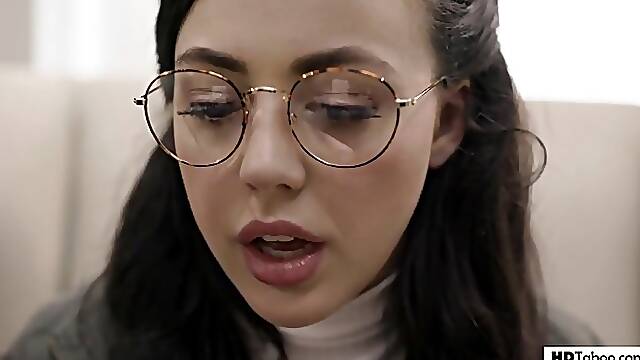 Nerdy brunette, Whitney Wright is about to get down on her knees and suck a massive dick