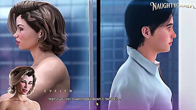 Busty stepmom gets stuck on tenants lap in 3D game
