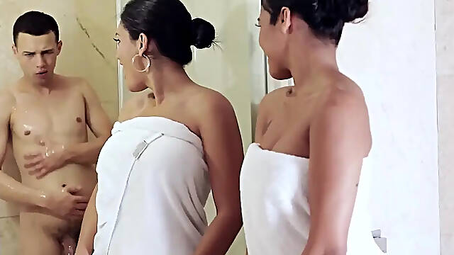 Two big-titted girlfriends help me get into the club