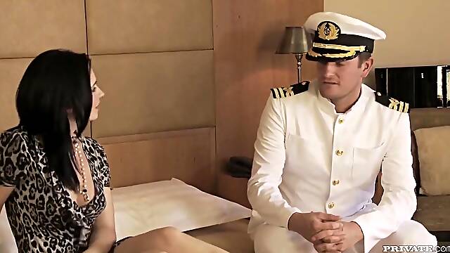 Horny Brunette Gives Man In Uniform Blow With Angell Summers And Angel Hott