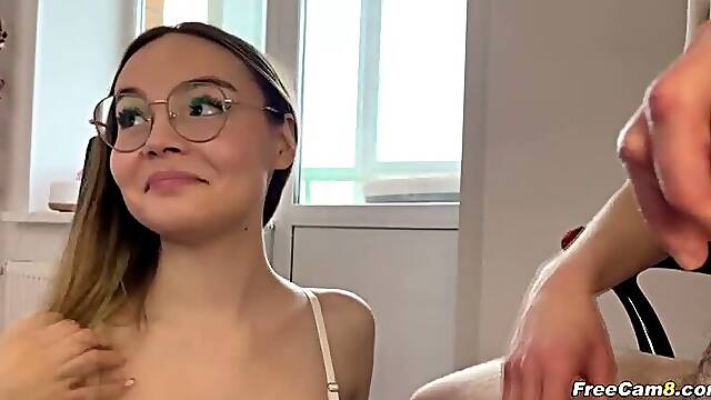 Nerdy Babe Gives A Deep And Messy Surprise Blowjob - Nata Sweet