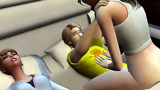 HIDDEN BLOWJOB ENDS IN THREESOME