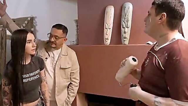 He Must Have a Huge Dick! the Painter Watches Chavita Getting Fucked by Her Sugar Stepdaddy