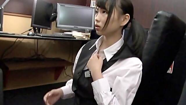 Busty Asian office chick Akane Yoshinaga rides her horny boss's dick