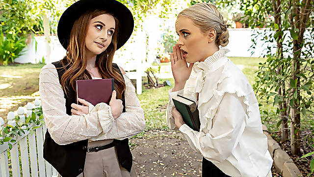 Young lesbians River Fox and Danni Rivers make love outdoors
