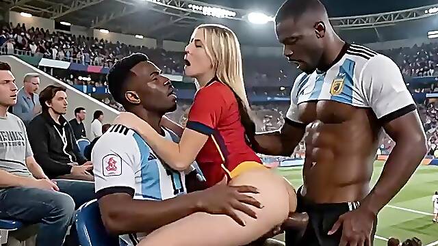 WOW Hawt! (( " ARGENTINA screw SPAIN " )) Last World Cup... in Public! Who wins? Answer in the comments! "Interracial"(IA)