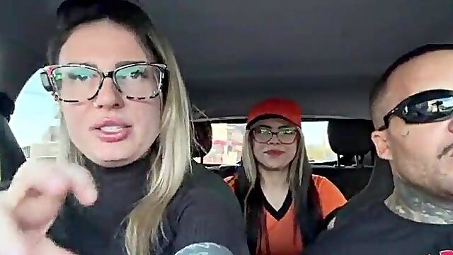 I discovered a cashier at the bus stop and asked her to be a porn actress! We started making out right there in public, giving a kiss and sucking every others throats, and then we banged in the car.