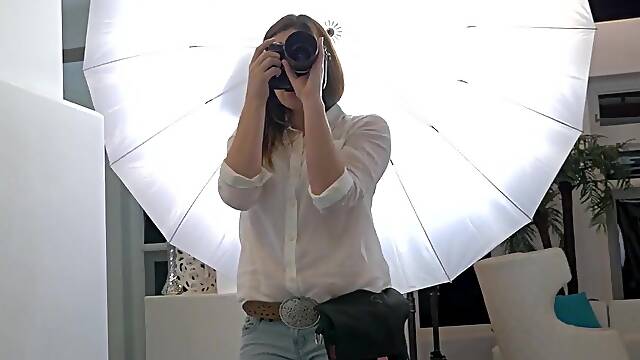 Cute teens getting freaky for the camera and involve the camerawoman into the...