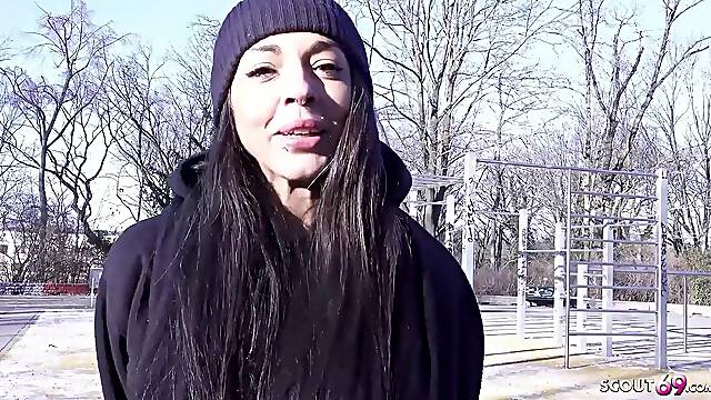 GERMAN SCOUT - Swiss tattoo model Lady Fiina gets screwed messy at her 1st porn casting