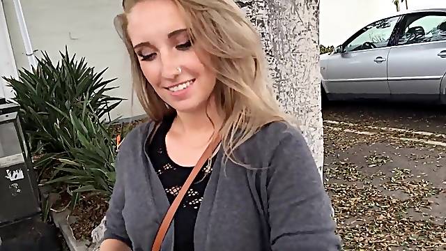 Nose Pierced Golden-Haired Cutie Fed Food & Thick Dick Cream For Dessert