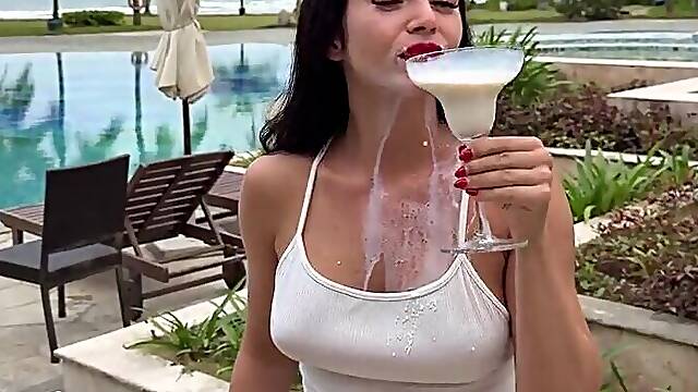 Milking & Getting Indecent in Watch-Throughout Bodysuit Outdoor