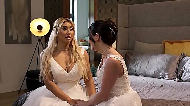 Lesbo pair Megan Mistakes and Cyber Doll watch their wedding fall to pieces but the officiant will merely marry em if they can screw em the one and the other