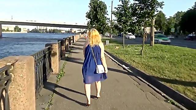 Flashing twat and  booty  in town