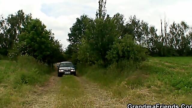 Breasty Older Takes Double Penetration Outdoors