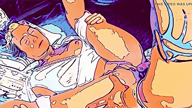 Booty to throat machine. Anime toon style