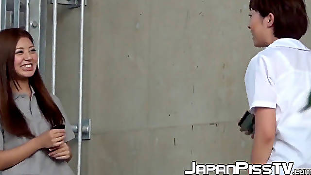 2 nymphs get caught pissing and filming each other outside