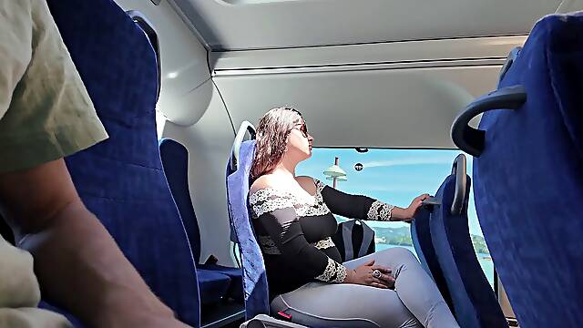 Stranger showed his jizz-shotgun. busty Milf Sucked on the Bus.
