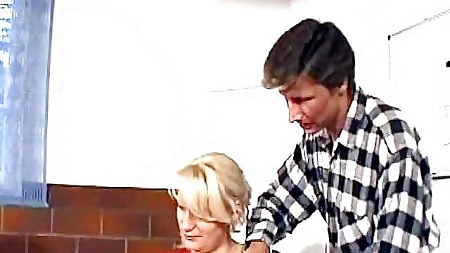 Wild German housewife pleasing her husband and a horny neighbor