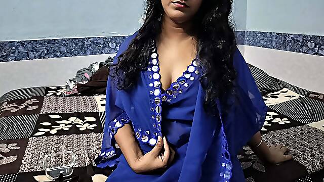 Desi Sexy Bhabhi in Blue Saree teaching sex lessons to her devar