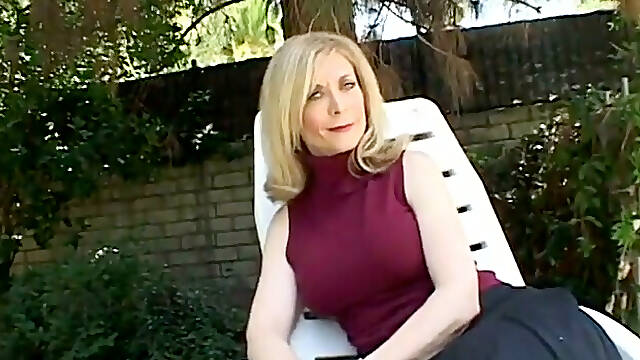 Blonde housewife sits by the pool when dude comes to fuck her