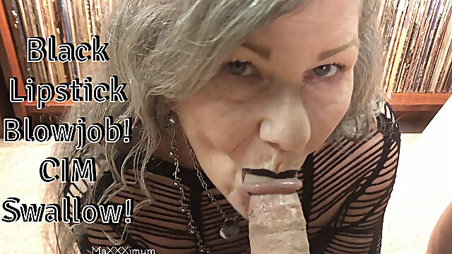 Black Lipstick Blowjob! CIM Swallow! MaXXXimumMilf