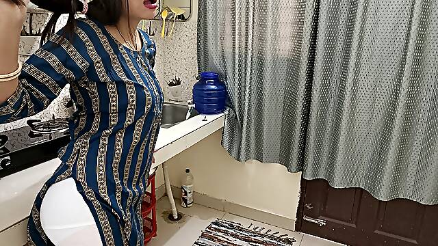 Indian Husband Drags His Wife Into the Kitchen and Leaves Her