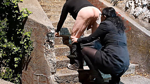 Hot MILF Licking My Ass Outdoor in Public Rimmjob