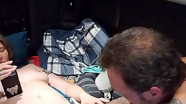Satin Lady Gets Oral and More From Jrock as She Reads Her Erotic Book on Her Phone