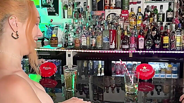 3 Naughty Sluts Made Pee Party on Bar Table with a Barmaid!