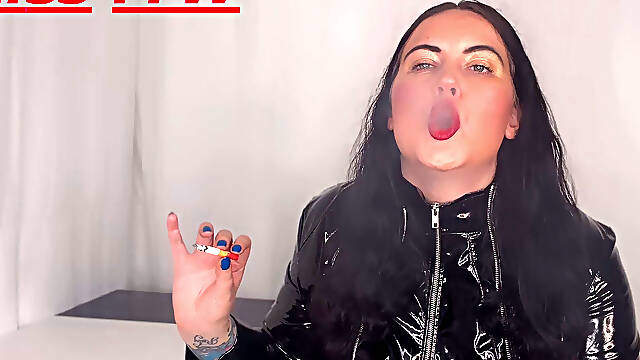 Miss Ffw Smoking in Her Pvc Dress & Jacket