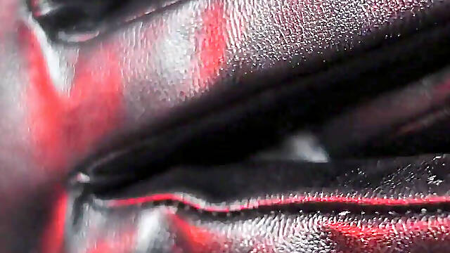 Sexy pin up Arya doing ASMR sounds with short leather gloves