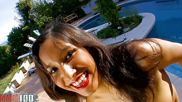 Dolce Elektra: Horny Arab Dolce Elektra Doing a Hot Striptease by the Pool